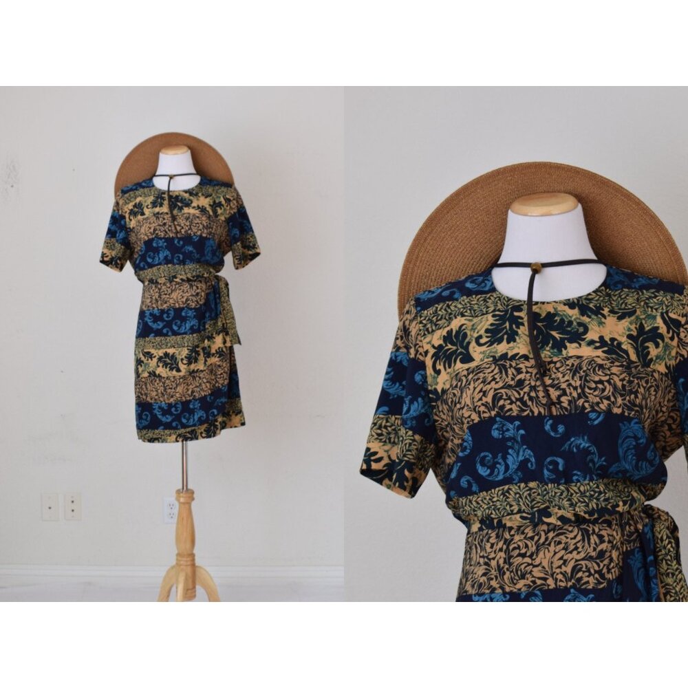 Vintage 80s Floral Polyester Wrap Dress By Prophecy By‎ Sag Harbor | size 12